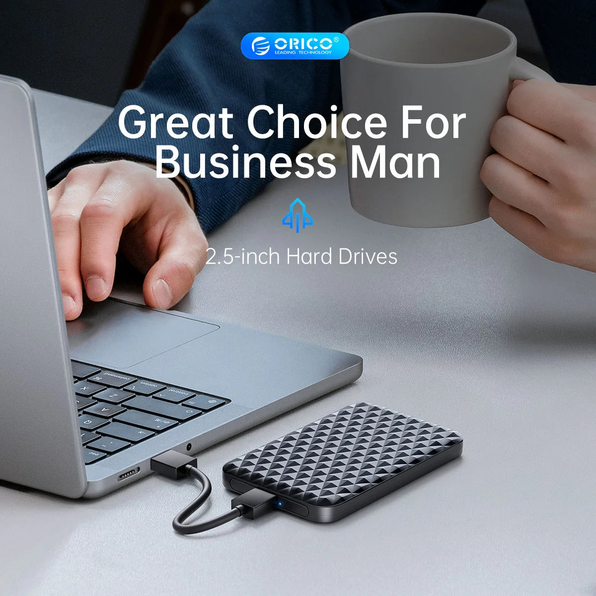 Orico 2.5" USB 3.0 SATA Hard Drive Enclosure - Tool-Free External SSD Case