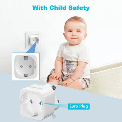 EU to India Plug Adapter - 2-Pin to 3-Pin Travel Power Converter