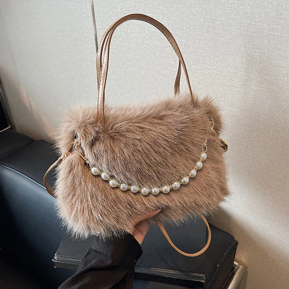 Luxury Plush Pearl Handbag