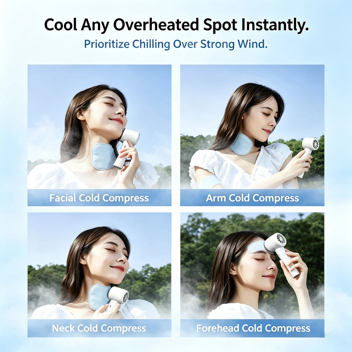 Portable Ice Cooling Handheld Turbo Fan with LED Digital Display