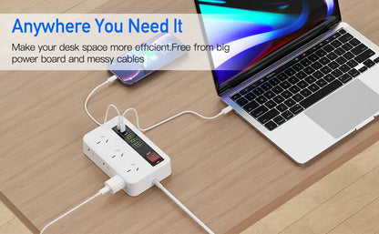 Australian Power Board: 12-Socket Extension Lead with 6 USB Fast Charger