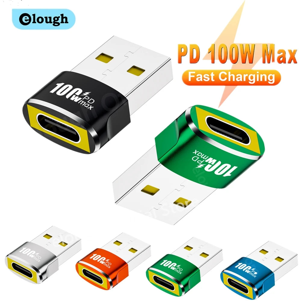 USB A Male to USB C Female OTG Adapter - 100W Fast Charging & Data Converter - 1
