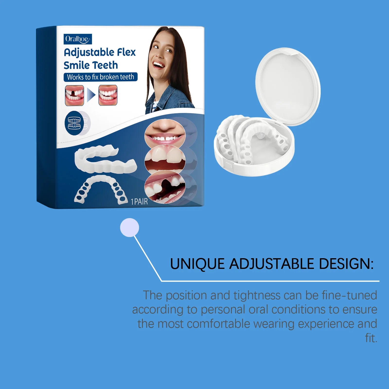 Snap-On Adjustable Smile Veneers for Instant Teeth Coverage and Whitening - 17