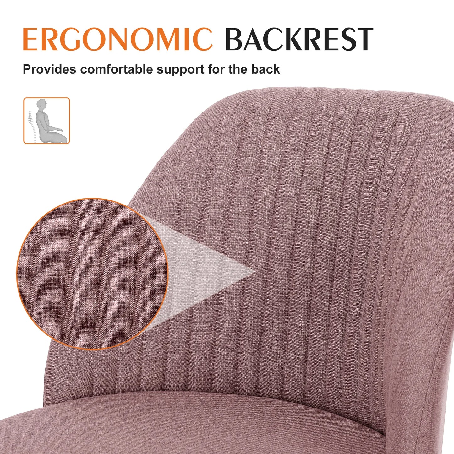 Modern Armless Swivel Desk Chair - Adjustable Height Vanity Task Chair