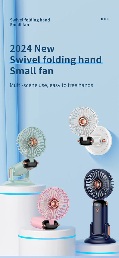 Portable 5-Speed Handheld & Neck Fan with Phone Stand & LED Display