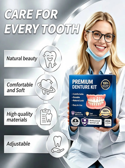 Premium Silicone False Teeth Kit - Natural Smile Cosmetic Denture