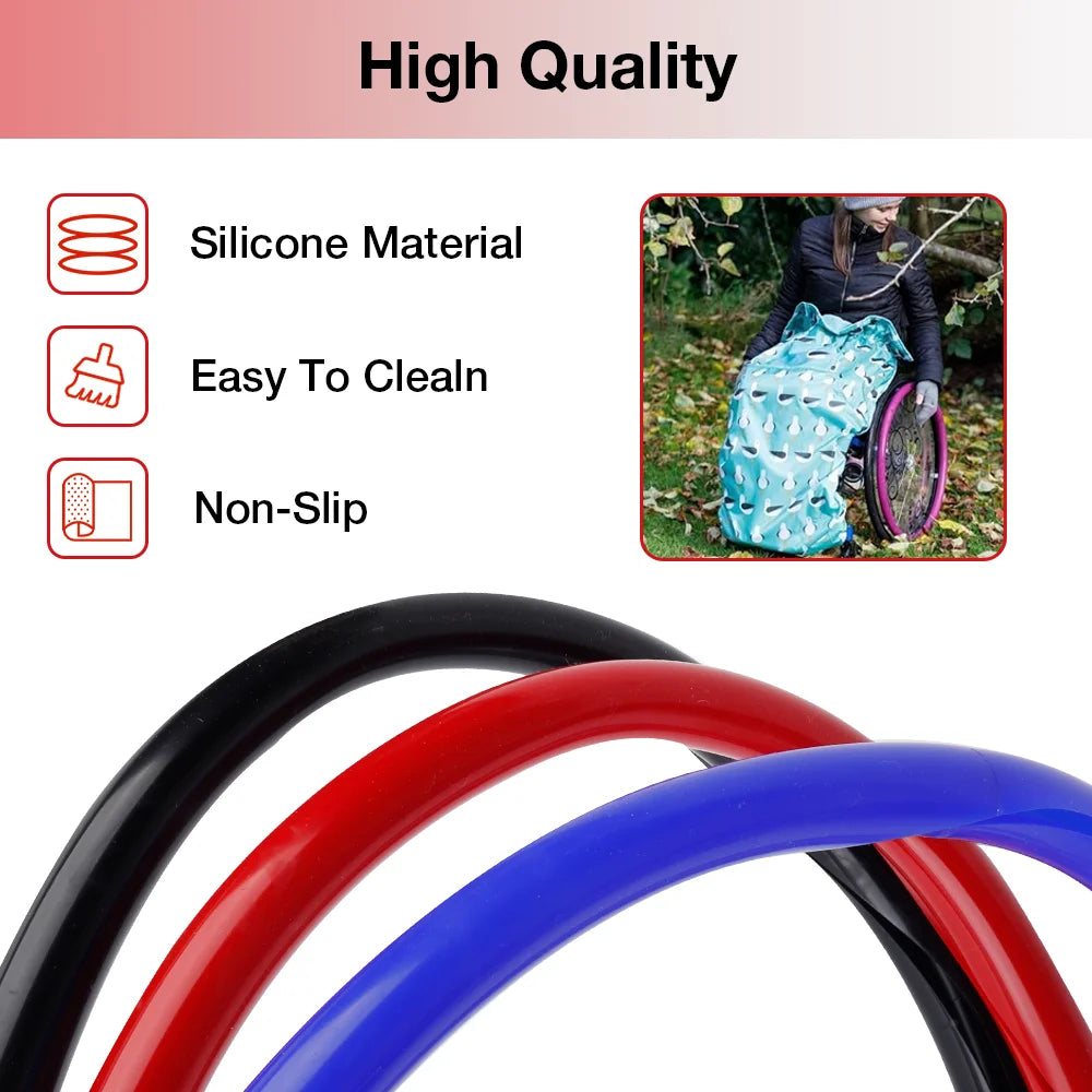 24-Inch Wheelchair Non-Slip Push Rim Covers - Silicone Hand Wheel Grips (1 Pair) - 4