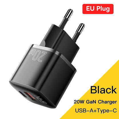 20W GaN Dual Port USB-C Fast Charger for iPhone & Android Devices