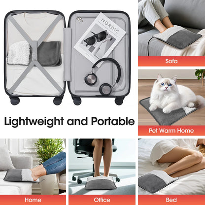 USB Heated Foot Warmer - Portable Plush Electric Warming Mat for Home & Office