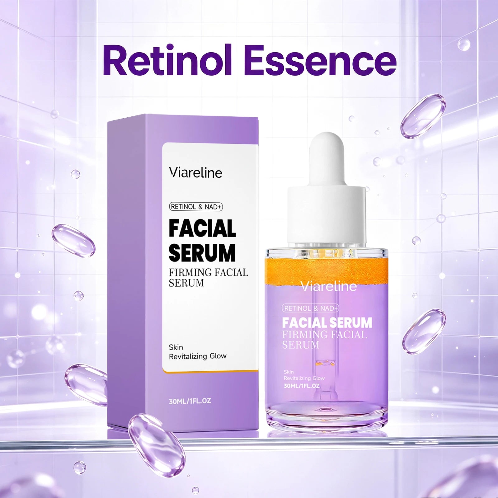 Retinol & NAD+ Firming Facial Serum - Anti-Aging Skin Lifting & Brightening Treatment - 4