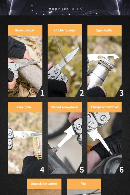 12-in-1 Compact Folding Multi-Tool Pocket Knife with Pliers & Screwdrivers