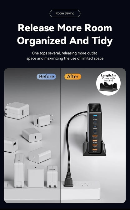320W 8-Port GaN Desktop Charging Station - 100W PD Fast Charger for All Devices