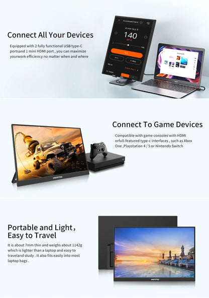 16" Portable Touch Monitor 1920x1200 FHD IPS Display for Laptop & Gaming