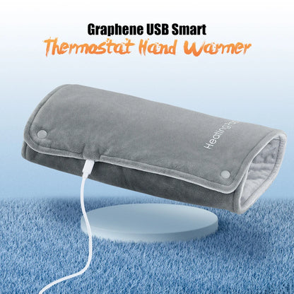 USB Graphene Smart Thermostat Hand Warmer - Portable Heated Warming Bag for Office