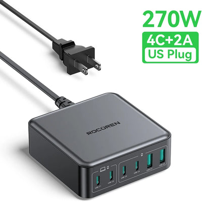 200W GaN 6-Port Desktop Fast Charger - PD USB-C Power Station