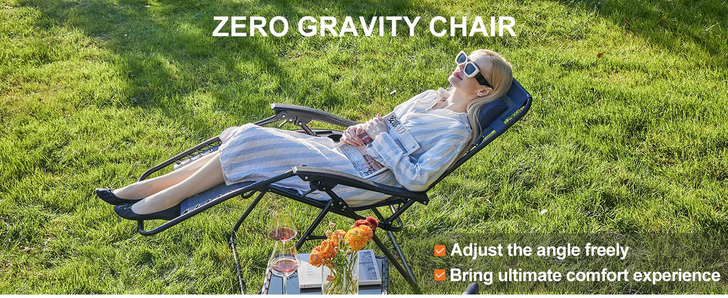Zero Gravity Recliner Chair - Portable Folding Outdoor Lounge with Tray - 7
