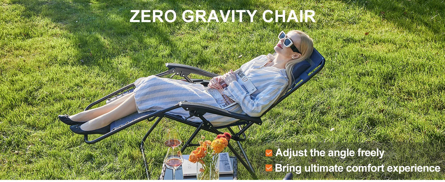 Portable Zero Gravity Recliner Chairs - Set of 2 Folding Patio Loungers