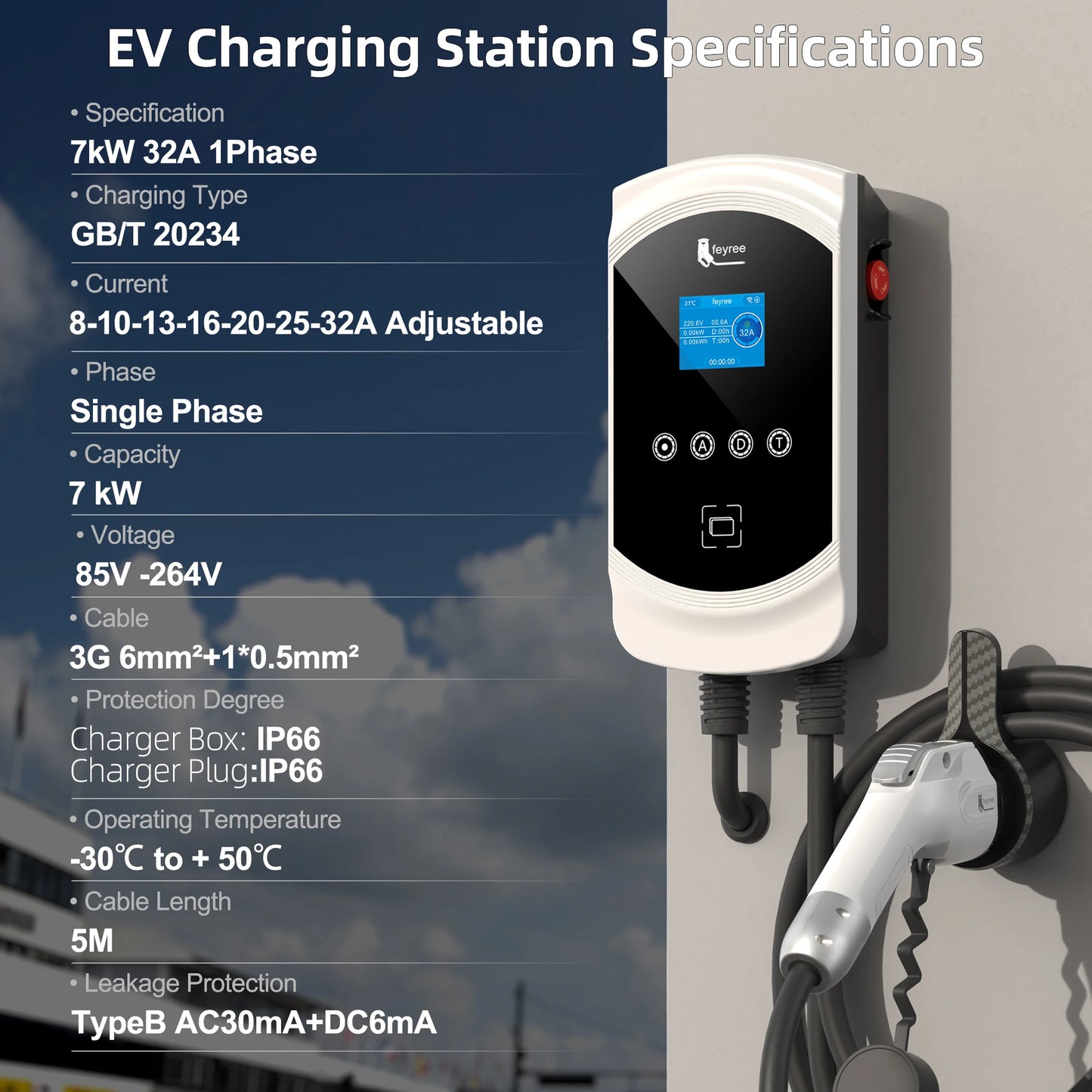 Smart EV Charging Station 7kW-22kW with App Control & Dynamic Load Balancing
