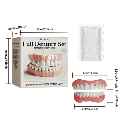 Comfort Fit Temporary Denture Set - Realistic Smile Repair Kit for Upper & Lower Teeth