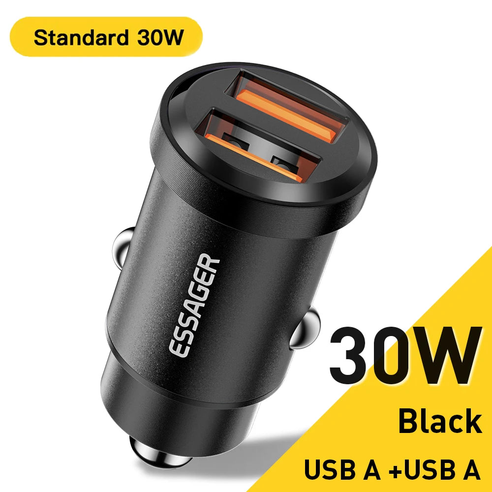 Essager 45W Fast Car Charger PD 3.0 Dual Port USB-C Adapter for Phone