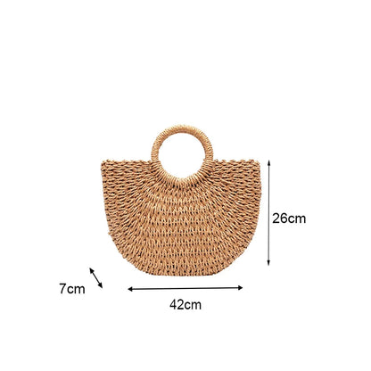 Luxury Half-moon Straw Tote