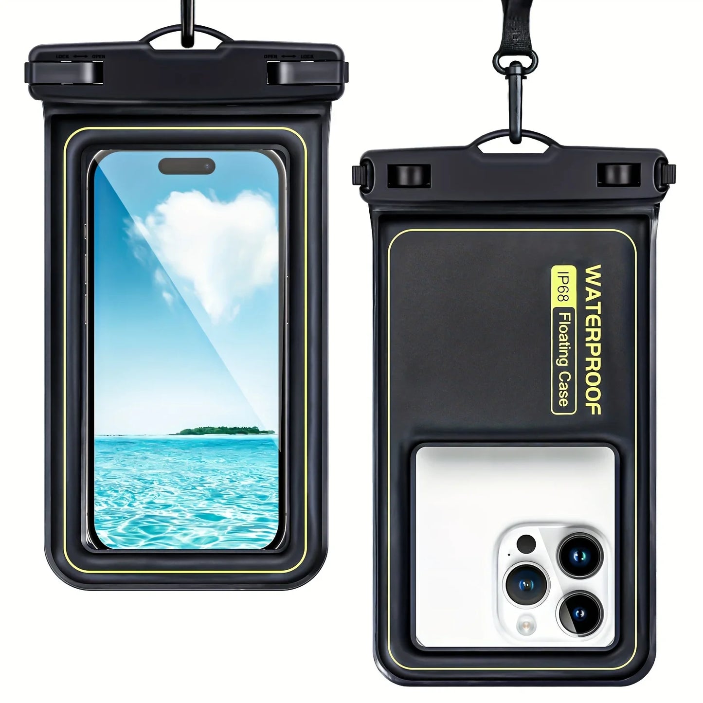 IP68 Floating Waterproof Phone Pouch for Swimming & Beach (Fits up to 6.8")