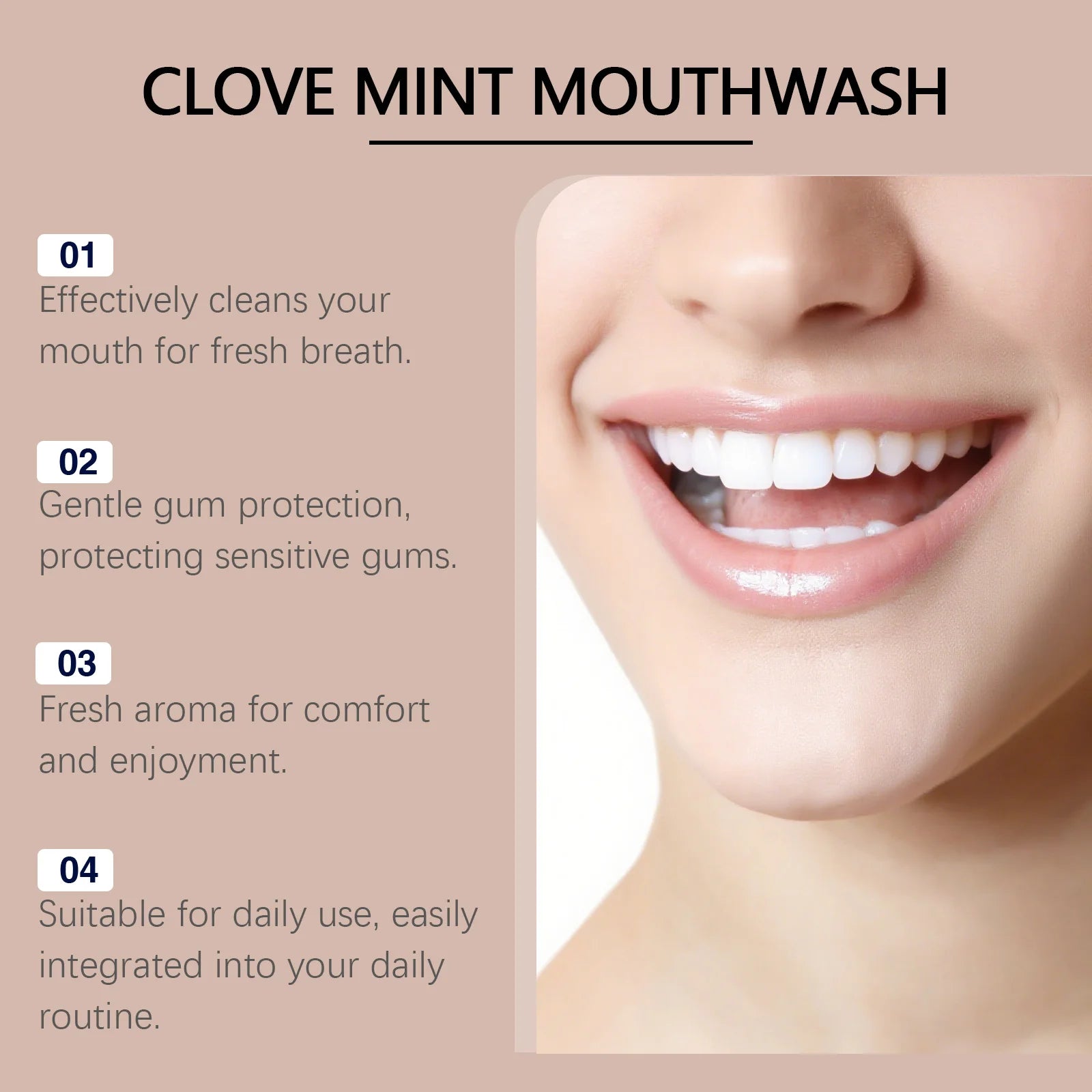Clove Mint Oral Rinse & Teeth Whitening Oil - Natural Plaque & Bad Breath Remover - 16