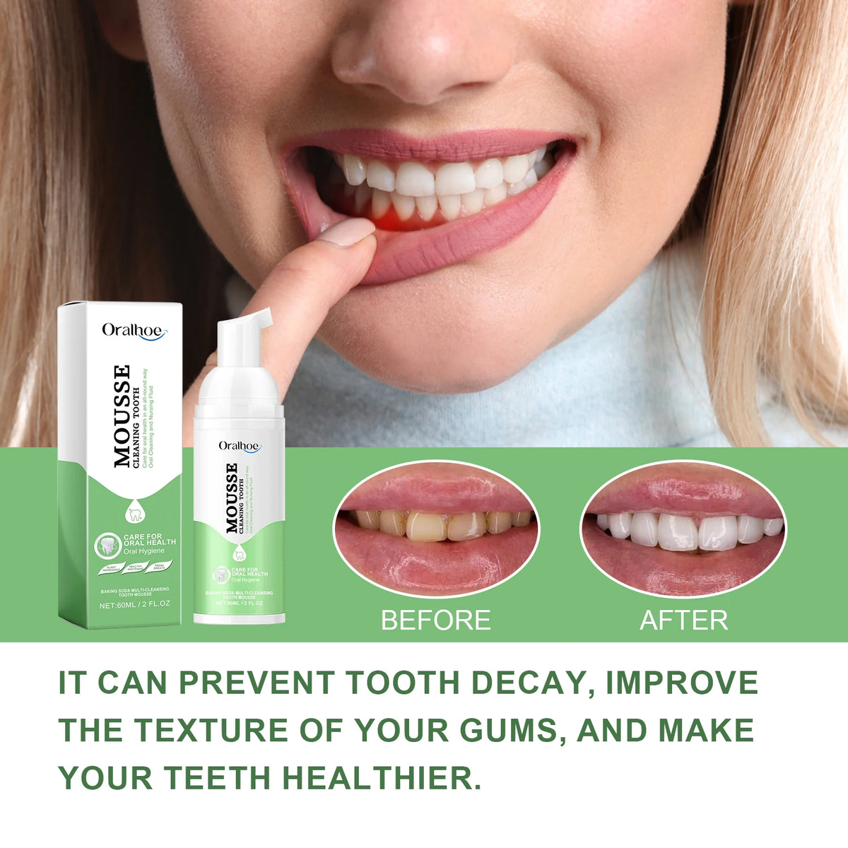 Whitening Foam Toothpaste for Deep Cleaning, Tartar Removal & Fresh Breath