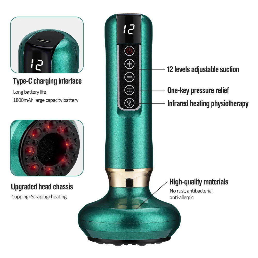 Electric Cupping & Gua Sha Massager - Adjustable Heat & Suction Therapy Device - 23