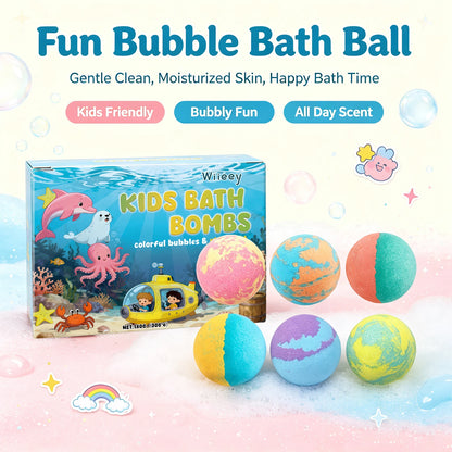 Kids Fun Fizzy Bath Bomb Set - Gentle Moisturizing Bubble Bath for Boys and Girls