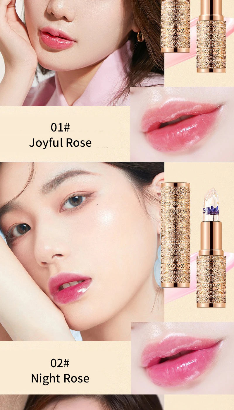 Crystal Color-Changing Flower Jelly Lipstick - Long-Lasting Moisturizing Balm