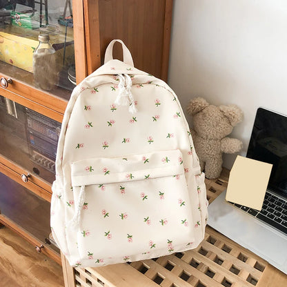 Luxury Floral Nylon School Backpack