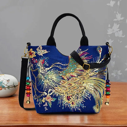 Luxury Boho Peacock Tote