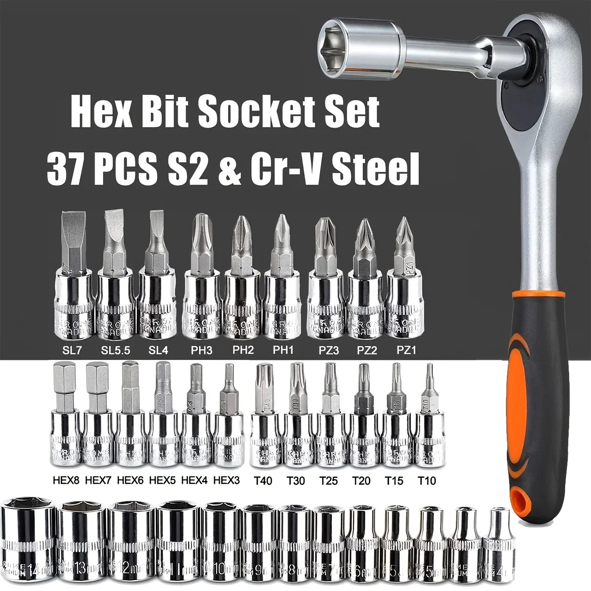 46-Piece 1/4" Drive Socket & Ratchet Wrench Set for Auto Repair & DIY