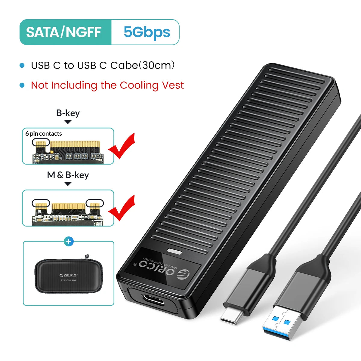 M.2 NVMe SATA SSD Enclosure 10Gbps USB 3.2 Tool-Free External Drive Case - 23