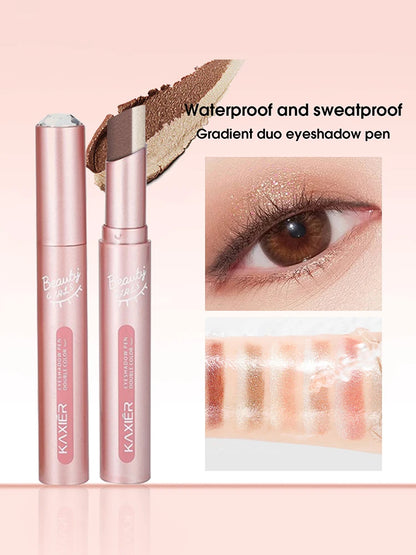 Gradient Two-Tone Eyeshadow Stick - Waterproof Shimmer Eye Makeup