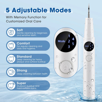 Ultrasonic Teeth Cleaner - Electric Tartar & Plaque Remover for Oral Care