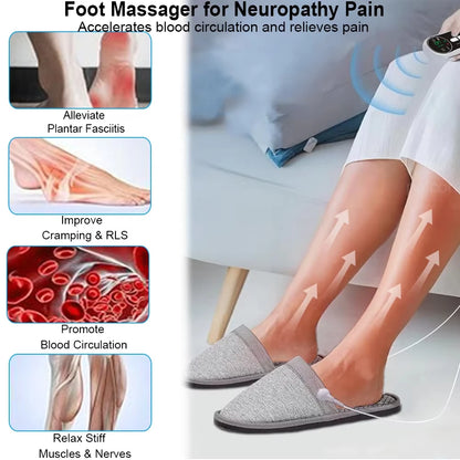 EMS Foot Massager Slippers with Remote - Electric Pulse Therapy Shoes