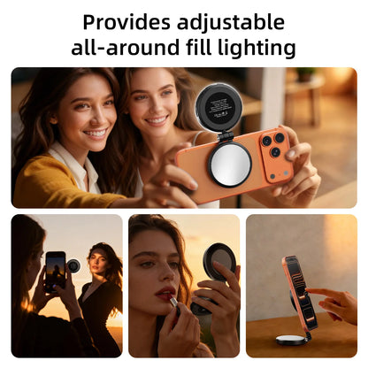 Magnetic 3-in-1 Selfie Ring Light with Phone Stand & Makeup Mirror