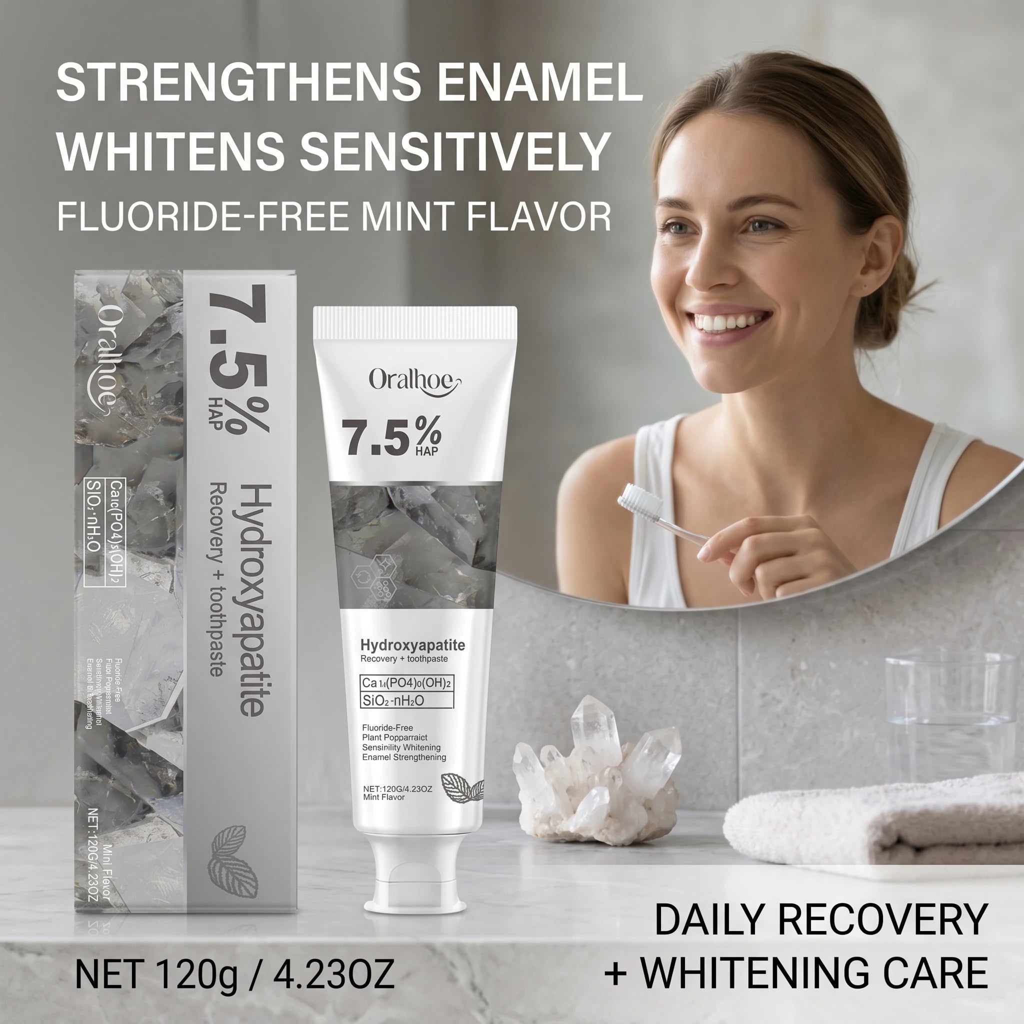 7.5% Hydroxyapatite Enamel Repair & Whitening Toothpaste - Sensitive Teeth Care - 10