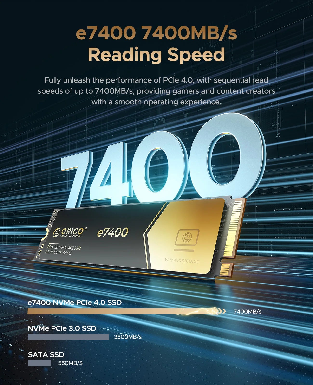 ORICO 7400MB/s Gen4 NVMe M.2 SSD for PS5 & High-Performance Gaming - 3