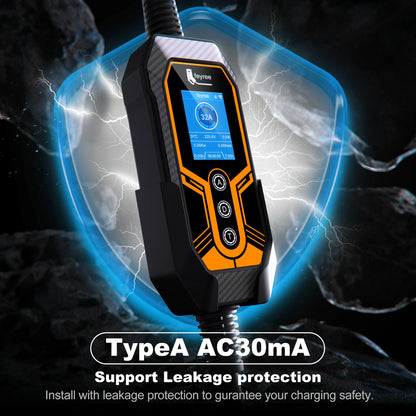 7KW Portable EV Charger - Adjustable 32A Type 2 Electric Vehicle Charging Box