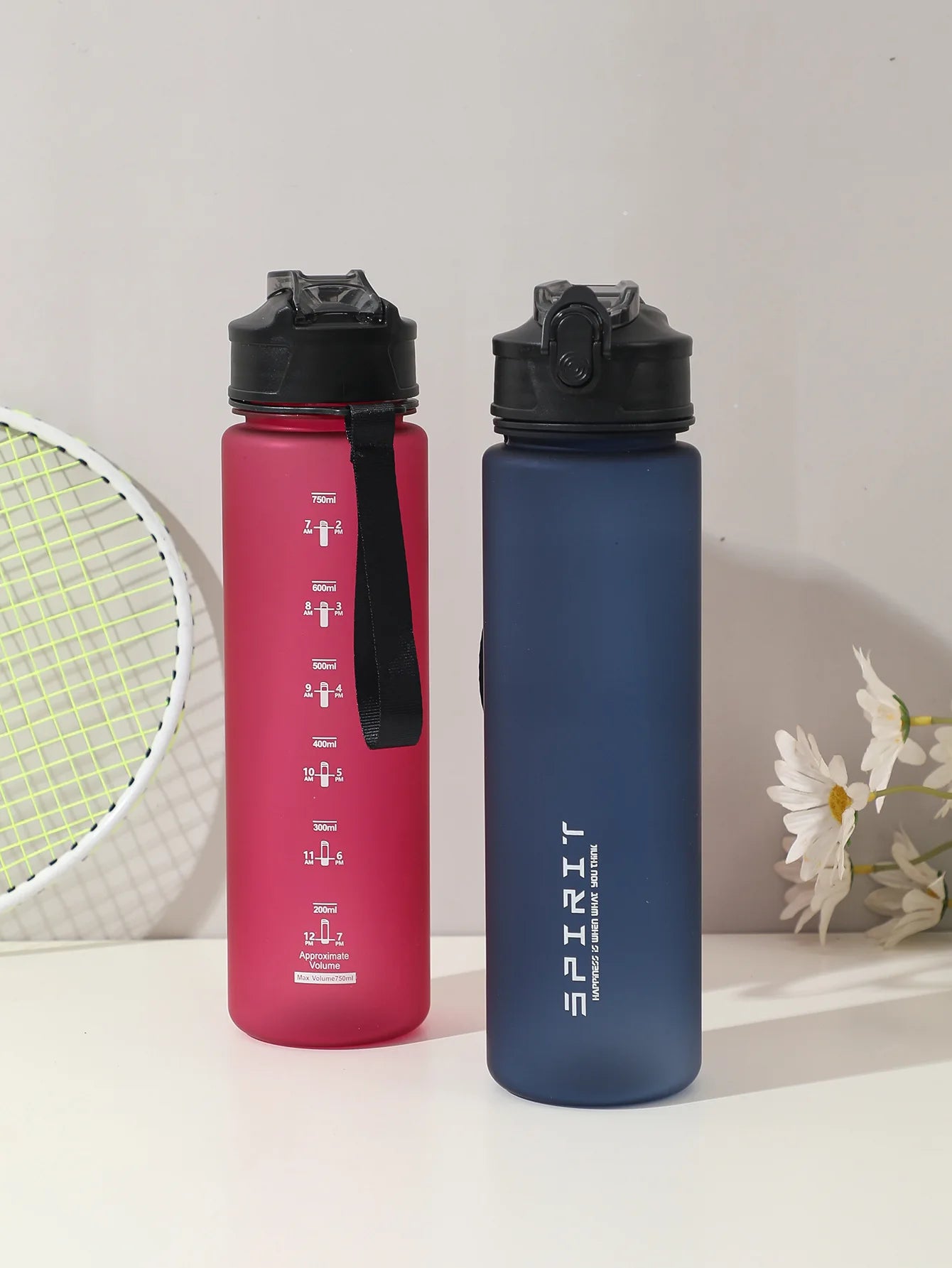 750ml Leak-Proof Sports Water Bottle with Straw & Carrying Handle - 8