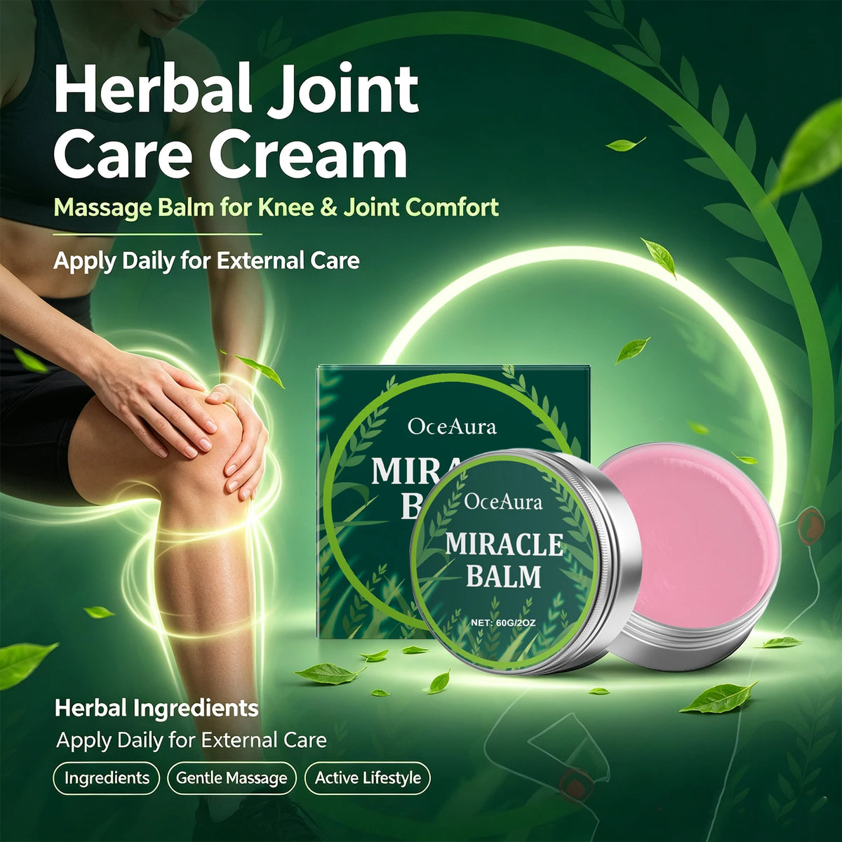 Herbal Joint & Muscle Massage Balm - Soothing Relief Cream for Neck, Back & Knees
