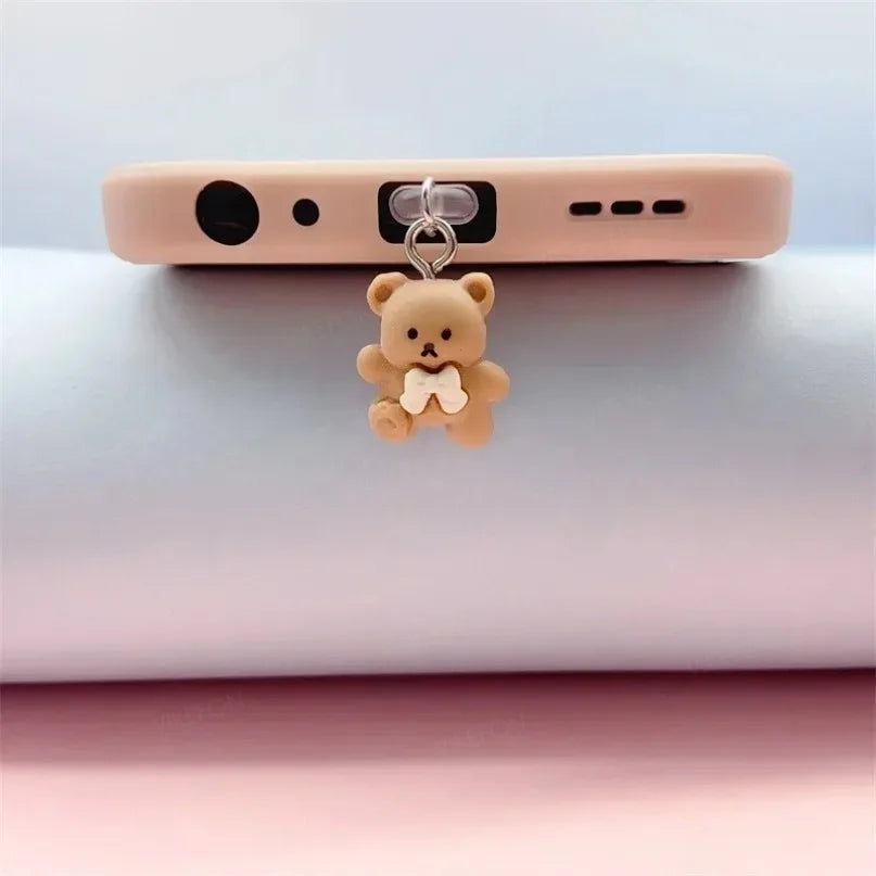 Cute Bear Phone Charging Port Dust Plug & Protection Charm