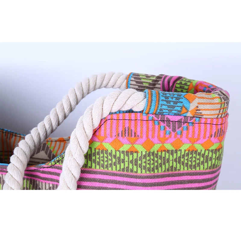 Luxury Striped Canvas Beach Tote