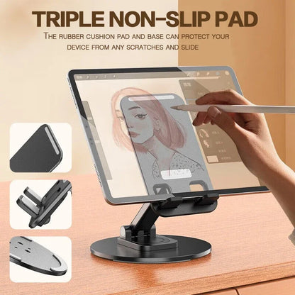 Foldable 360° Rotating Desktop Phone Stand - Universal Adjustable Holder