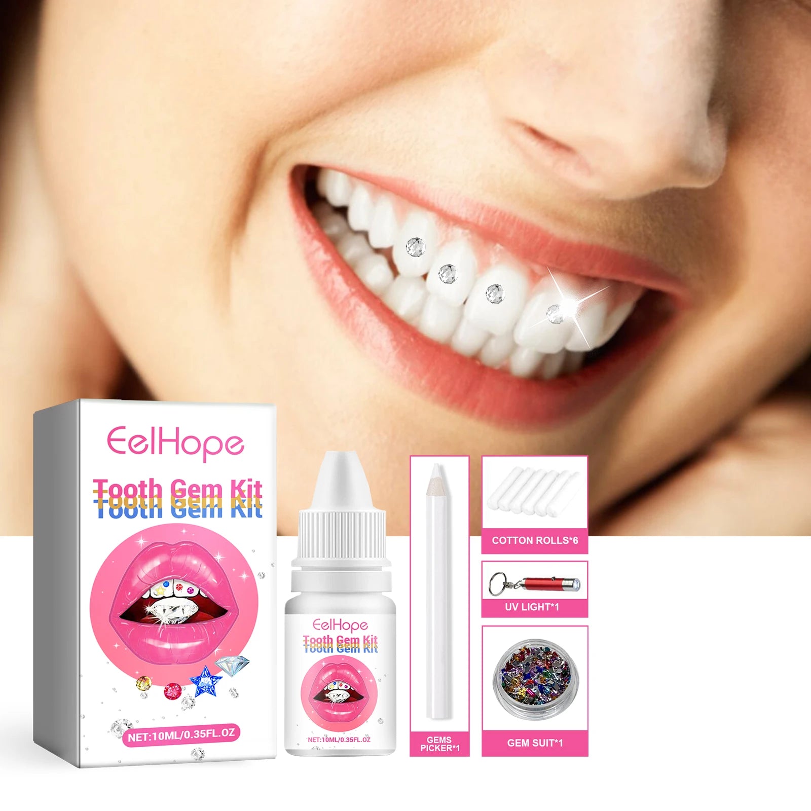 Professional DIY Tooth Gem Kit with UV Light for Sparkling Dental Jewelry - 9