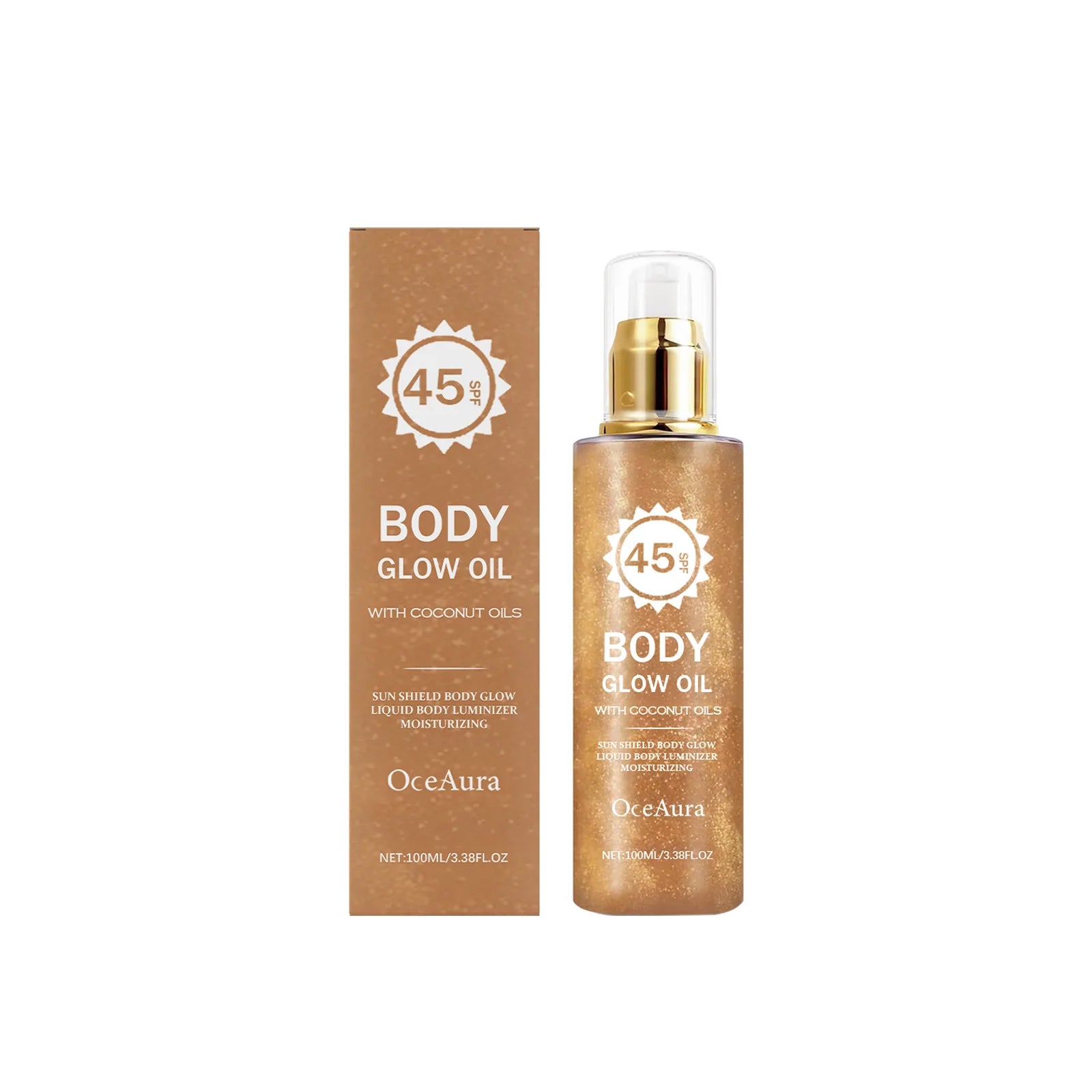 SPF 45 Shimmering Coconut Body Glow Oil Sun Protection Moisturizer - 14