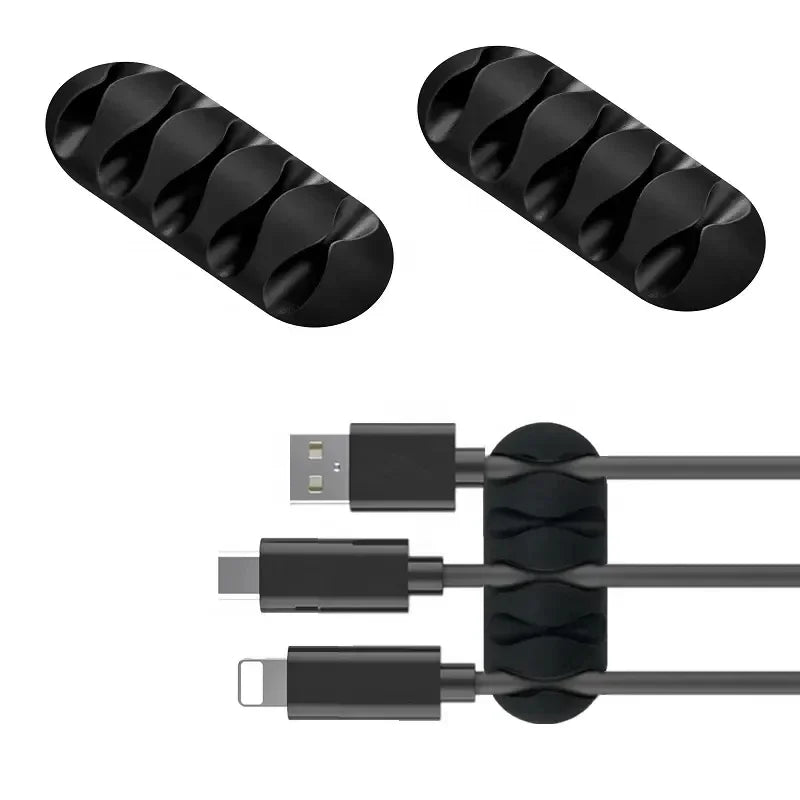 Self-Adhesive Silicone Cable Organizer Clips for Desk & Office Cord Management